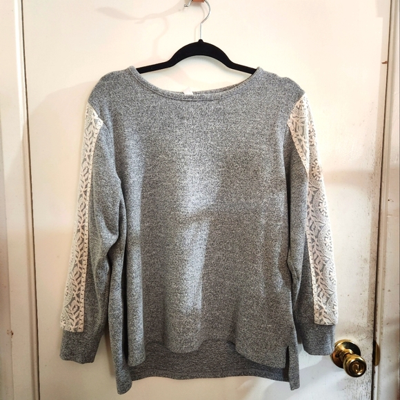 Flora Nikrooz Tops - WHITE LACE Sleeves Sweatshirt Flora Nikrooz Gray Medium